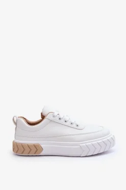 Boto Sneakersy Damskie*Klasyczne Buty Sportowe Na Platformie Biało-Beżowe Nannzie