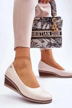 Damskie Buty damskie Vinceza Klasyczne Czółenka Na Koturnie Beżowe Graysen