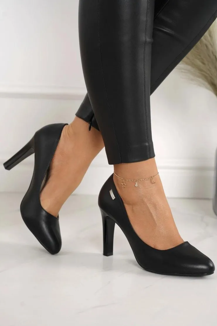 Boto Czółenka Na Słupku*Klasyczne Czółenka Na Słupku Czarne Eliana