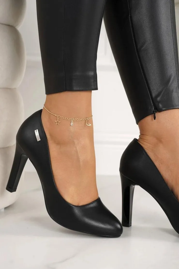 Boto Czółenka Na Słupku*Klasyczne Czółenka Na Słupku Czarne Eliana