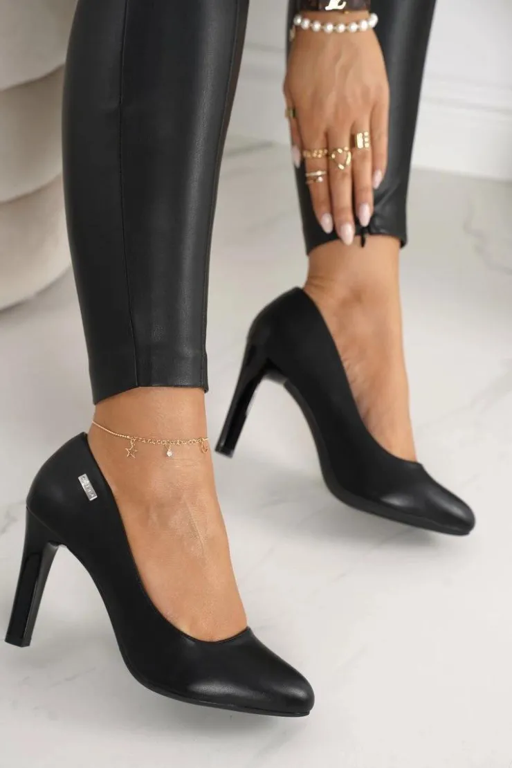 Boto Czółenka Na Słupku*Klasyczne Czółenka Na Słupku Czarne Eliana