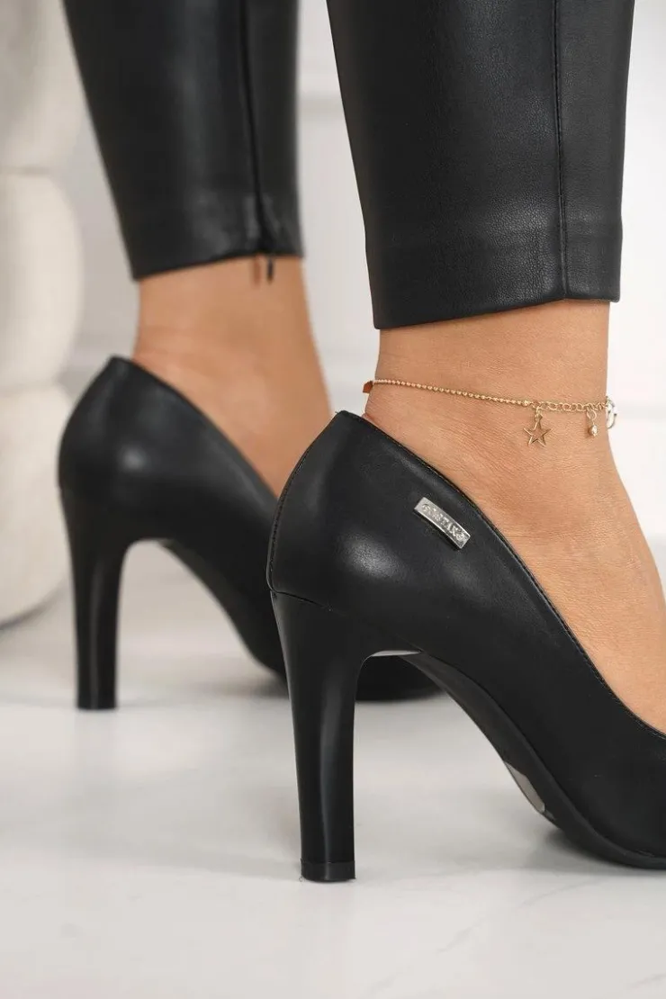 Boto Czółenka Na Słupku*Klasyczne Czółenka Na Słupku Czarne Eliana