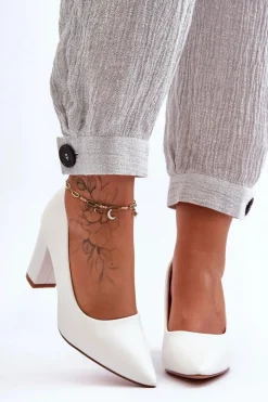 Boto Czółenka Na Słupku|Czółenka Klasyczne*Klasyczne Czółenka Na Słupku Białe Odessa