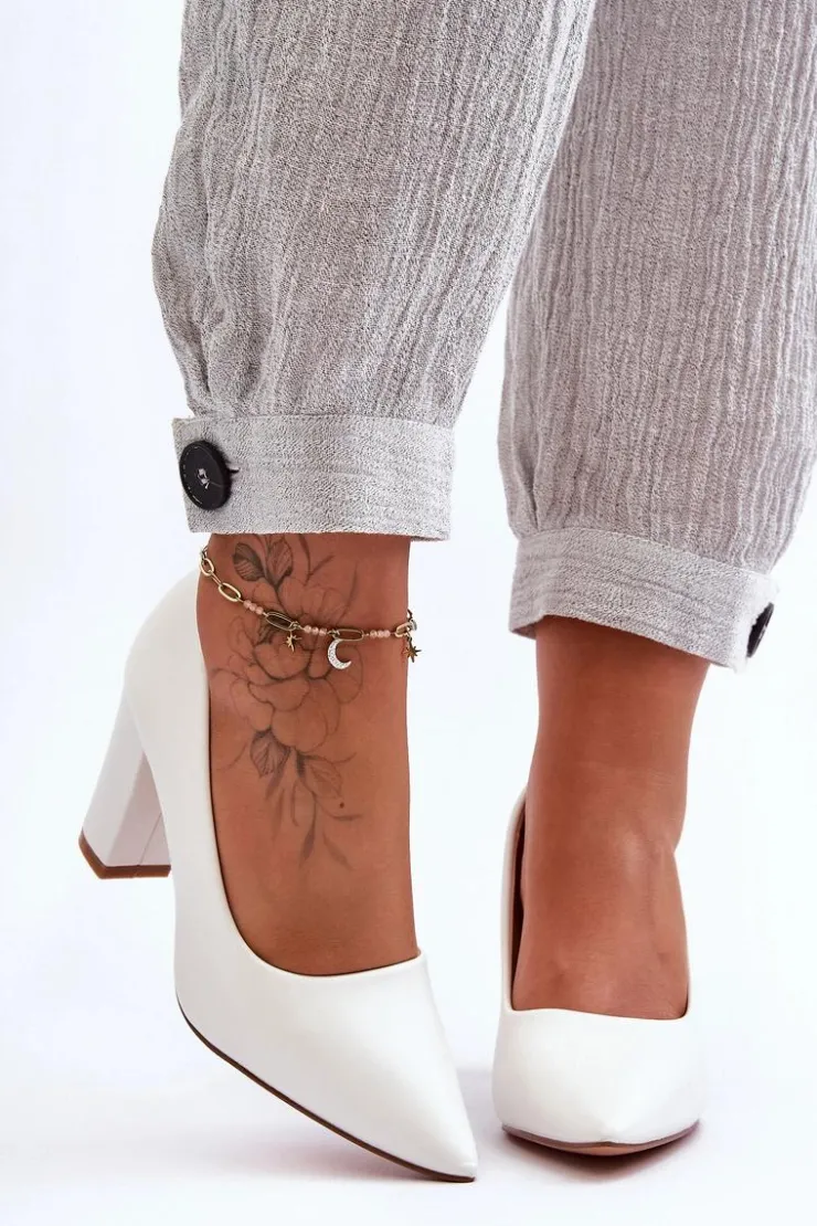 Boto Czółenka Na Słupku|Czółenka Klasyczne*Klasyczne Czółenka Na Słupku Białe Odessa