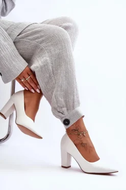 Boto Czółenka Na Słupku|Czółenka Klasyczne*Klasyczne Czółenka Na Słupku Białe Odessa