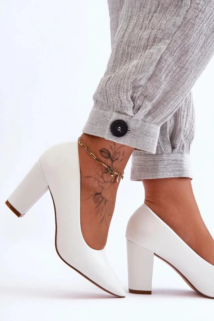 Boto Czółenka Na Słupku|Czółenka Klasyczne*Klasyczne Czółenka Na Słupku Białe Odessa