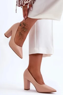 Damskie Boto Klasyczne Czółenka Na Słupku Nude Odessa