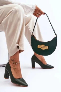 Discount Boto Klasyczne Czółenka Na Słupku Ciemnozielone Odessa