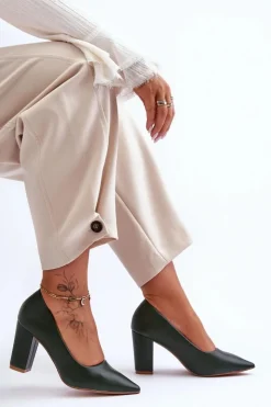 Discount Boto Klasyczne Czółenka Na Słupku Ciemnozielone Odessa