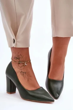 Discount Boto Klasyczne Czółenka Na Słupku Ciemnozielone Odessa