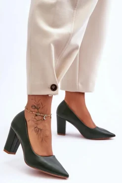 Discount Boto Klasyczne Czółenka Na Słupku Ciemnozielone Odessa