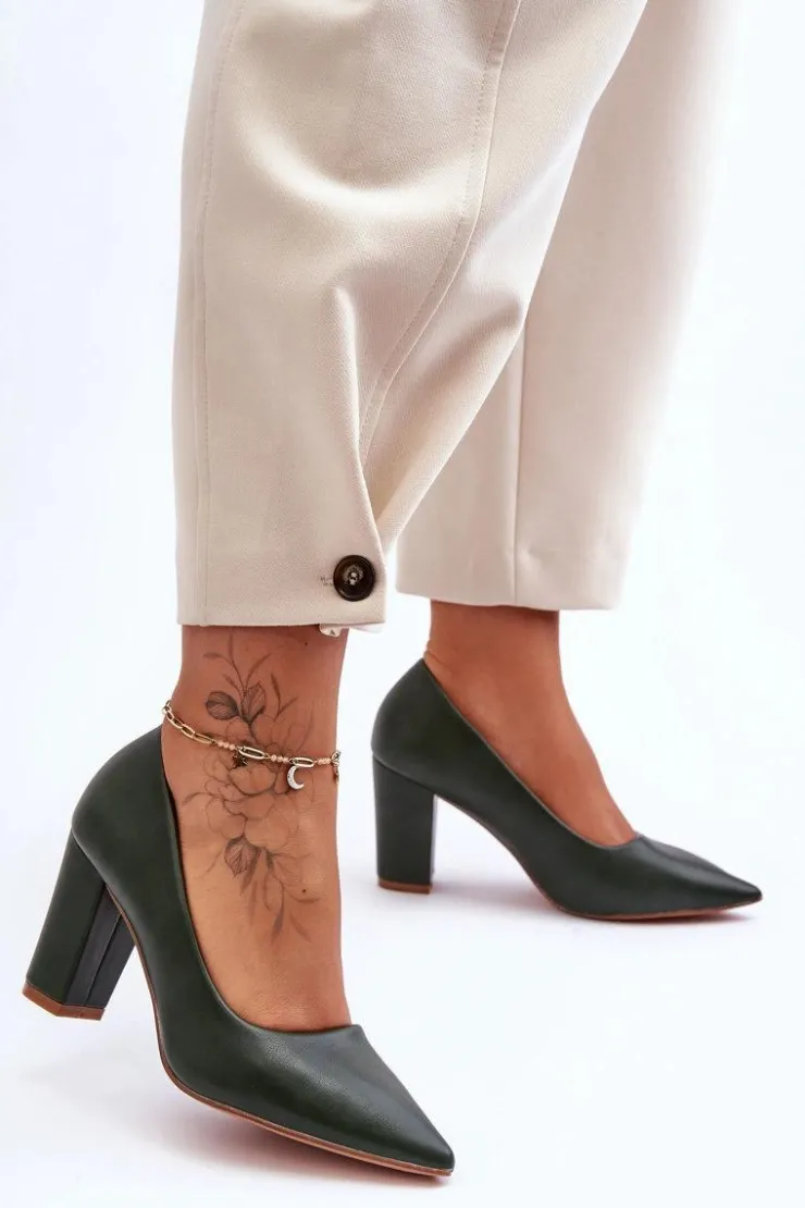 Discount Boto Klasyczne Czółenka Na Słupku Ciemnozielone Odessa