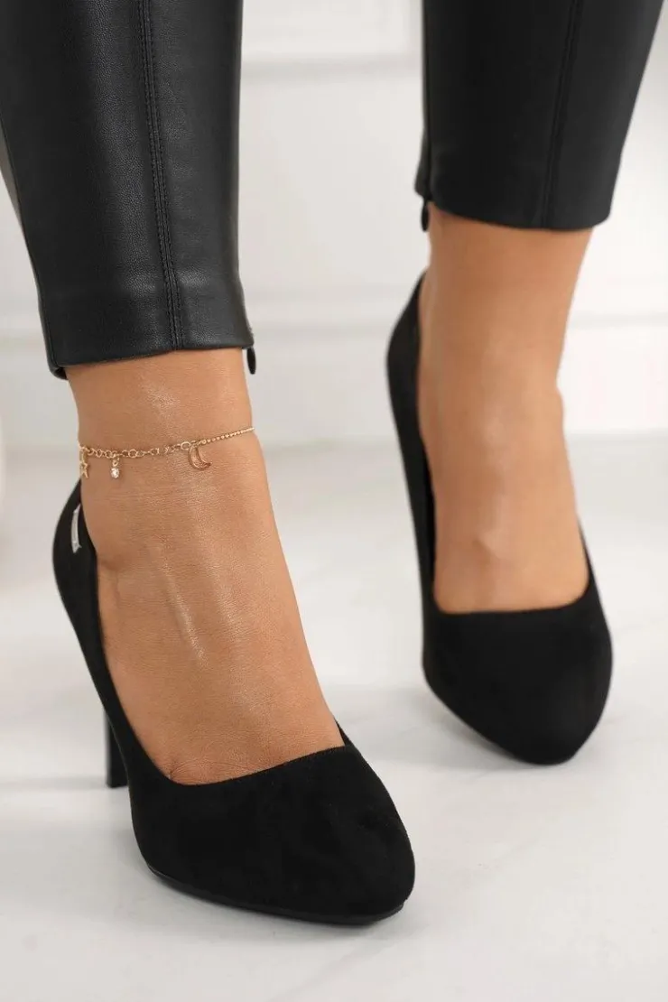 Online Boto Klasyczne Czółenka Na Słupku Zamszowe Czarne Eliana