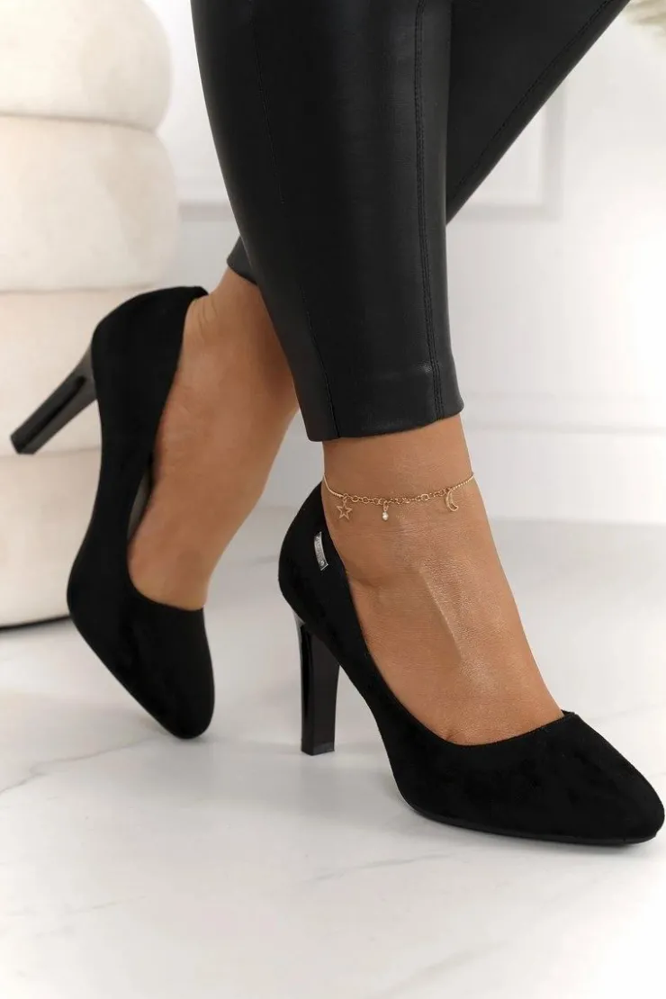 Online Boto Klasyczne Czółenka Na Słupku Zamszowe Czarne Eliana