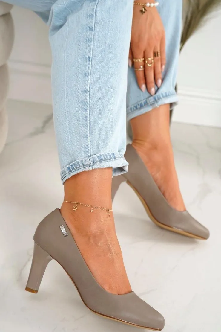 Outlet Boto Klasyczne Czółenka Na Słupku Cappuccino Eleanor