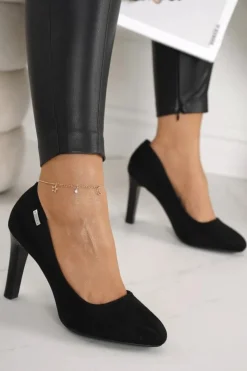 Boto Czółenka Na Słupku*Klasyczne Czółenka Na Słupku Zamszowe Czarne Eleanor