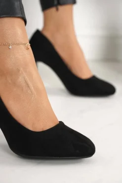 Boto Czółenka Na Słupku*Klasyczne Czółenka Na Słupku Zamszowe Czarne Eleanor