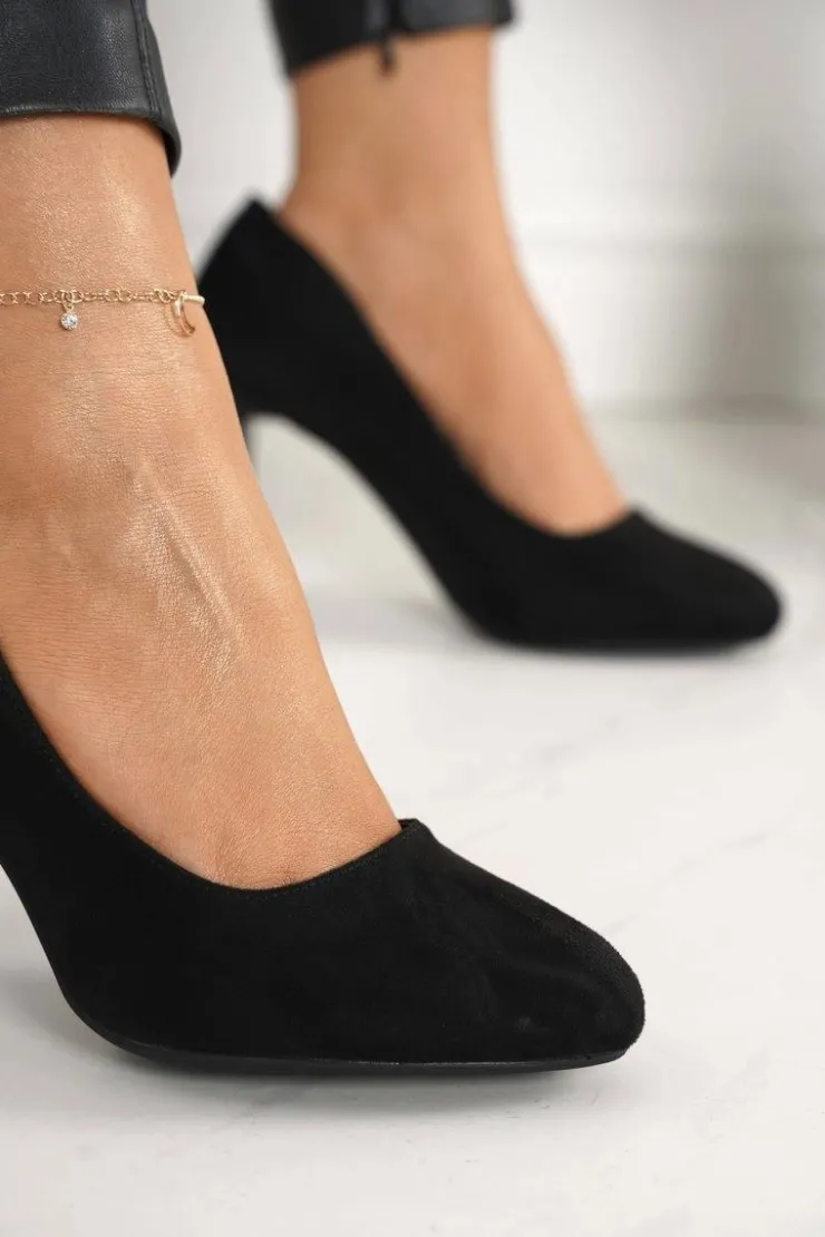 Boto Czółenka Na Słupku*Klasyczne Czółenka Na Słupku Zamszowe Czarne Eleanor