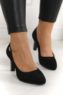 Boto Czółenka Na Słupku*Klasyczne Czółenka Na Słupku Zamszowe Czarne Eleanor