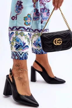 New Boto Klasyczne Czółenka W Szpic Na Słupku Czarne My Love