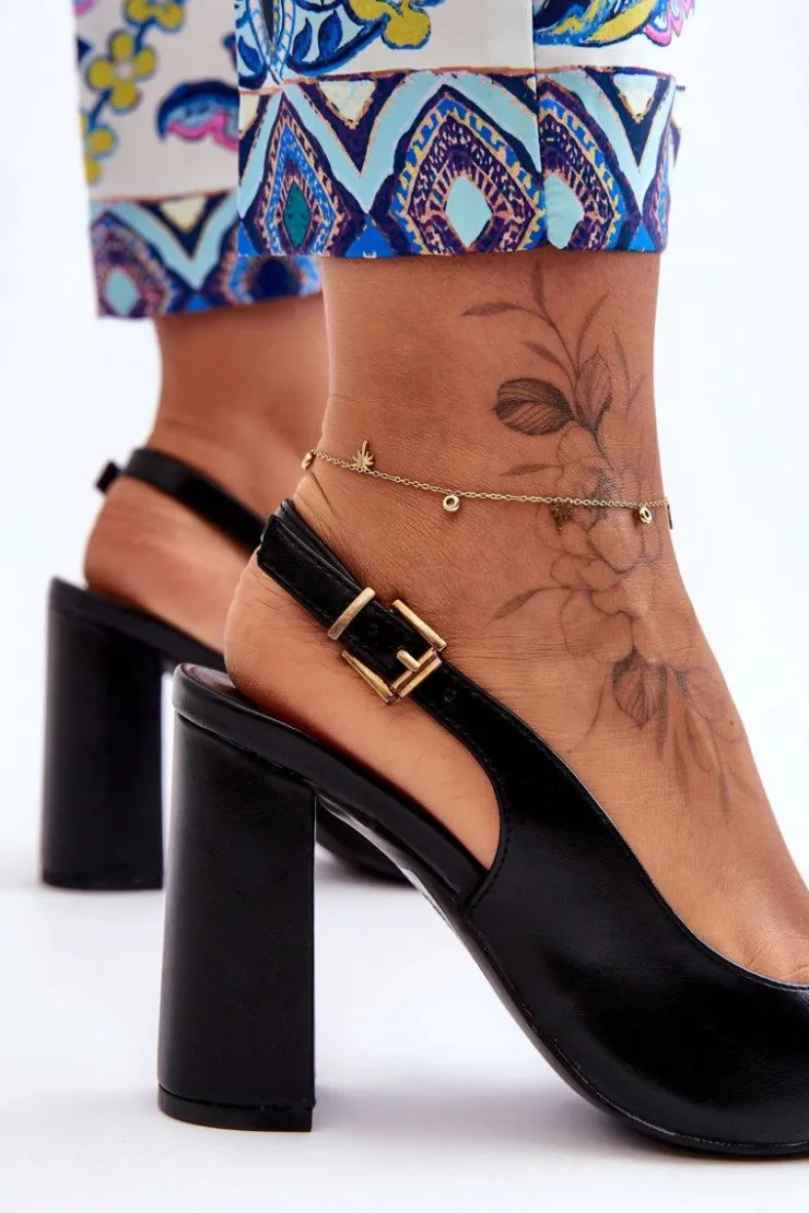 New Boto Klasyczne Czółenka W Szpic Na Słupku Czarne My Love