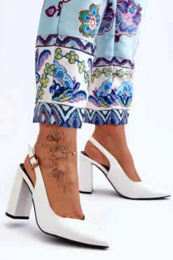 Boto Czółenka Na Słupku|Czółenka Klasyczne*Klasyczne Czółenka W Szpic Na Słupku Białe My Love