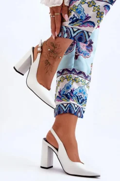 Boto Czółenka Na Słupku|Czółenka Klasyczne*Klasyczne Czółenka W Szpic Na Słupku Białe My Love