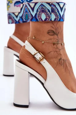 Boto Czółenka Na Słupku|Czółenka Klasyczne*Klasyczne Czółenka W Szpic Na Słupku Białe My Love