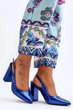 Boto Czółenka Klasyczne|Czółenka Na Słupku*Klasyczne Czółenka W Szpic Na Słupku Niebieskie My Love