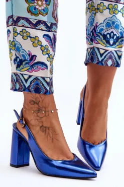 Boto Czółenka Klasyczne|Czółenka Na Słupku*Klasyczne Czółenka W Szpic Na Słupku Niebieskie My Love