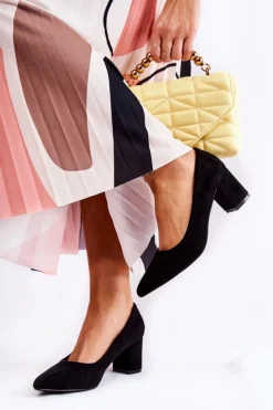 Boto Czółenka Zamszowe|Czółenka Na Słupku*Klasyczne Czółenka Zamszowe Na Słupku Czarne Lency