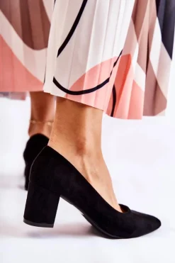 Boto Czółenka Zamszowe|Czółenka Na Słupku*Klasyczne Czółenka Zamszowe Na Słupku Czarne Lency