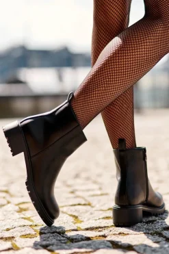 Damskie Boto Klasyczne Damskie Botki Na Płaskim Obcasie Czarne Maddies