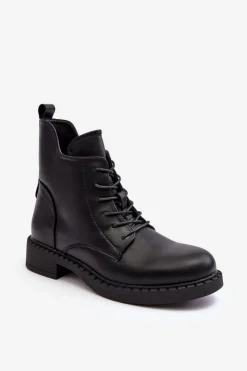 Damskie Evento Klasyczne Damskie Botki Na Płaskim Obcasie Czarne Ballisa