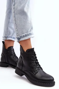 Damskie Evento Klasyczne Damskie Botki Na Płaskim Obcasie Czarne Ballisa