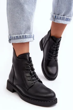 Damskie Evento Klasyczne Damskie Botki Na Płaskim Obcasie Czarne Ballisa