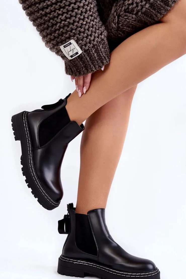 Damskie Boto Klasyczne Damskie Botki Sztyblety Na Suwak Czarne Atelio