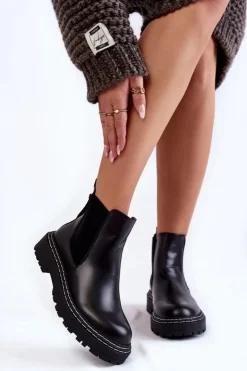 Damskie Boto Klasyczne Damskie Botki Sztyblety Na Suwak Czarne Atelio