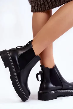 Damskie Boto Klasyczne Damskie Botki Sztyblety Na Suwak Czarne Atelio