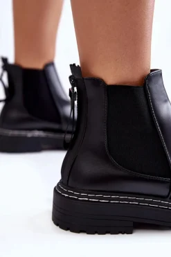 Damskie Boto Klasyczne Damskie Botki Sztyblety Na Suwak Czarne Atelio