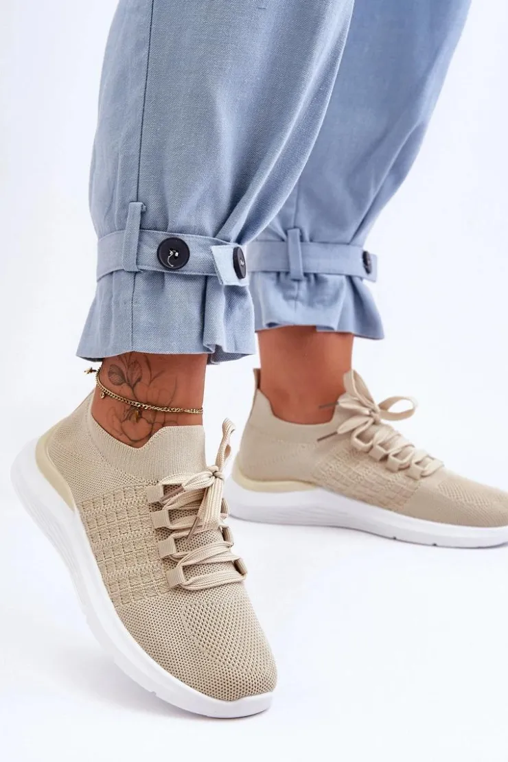 Outlet Boto Klasyczne Damskie Buty Sportowe Beżowe Nikilla