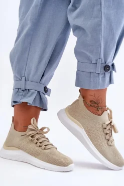 Outlet Boto Klasyczne Damskie Buty Sportowe Beżowe Nikilla