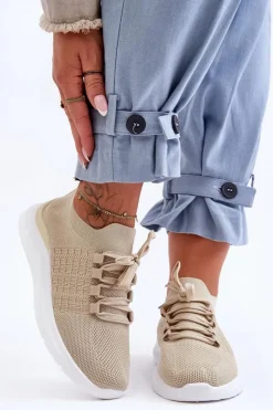 Outlet Boto Klasyczne Damskie Buty Sportowe Beżowe Nikilla