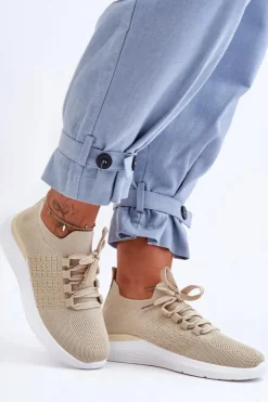 Outlet Boto Klasyczne Damskie Buty Sportowe Beżowe Nikilla