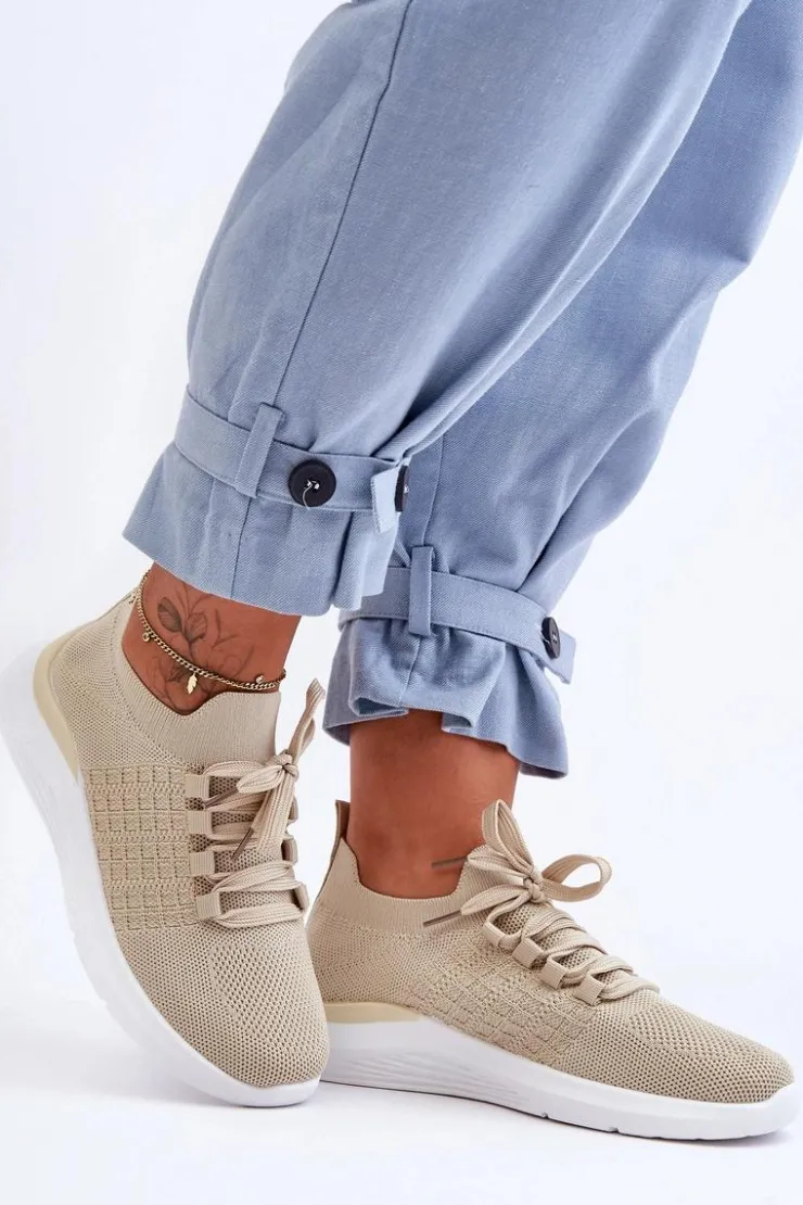 Outlet Boto Klasyczne Damskie Buty Sportowe Beżowe Nikilla