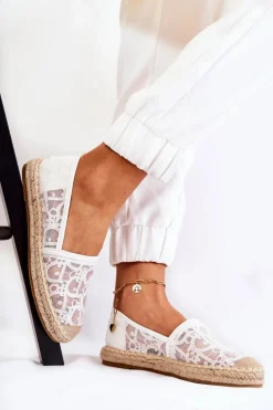 Damskie Damskie buty S.Barski Klasyczne Damskie Espadryle Ażurowe Białe Catris