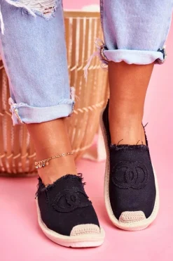 New Boto Klasyczne Damskie Espadryle Czarne Flaure