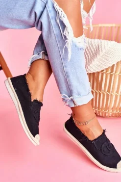 New Boto Klasyczne Damskie Espadryle Czarne Flaure