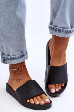 Boto Klapki Damskie Klasyczne*Klasyczne Damskie Klapki Czarne Rolien