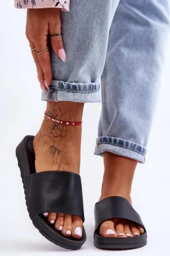 Boto Klapki Damskie Klasyczne*Klasyczne Damskie Klapki Czarne Rolien